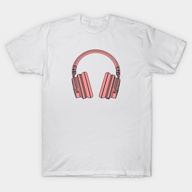 Pink headphones T-Shirt by Deias Designs